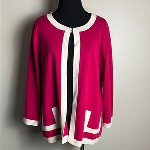 Alex Marie Fuchsia Cardigan with Ivory Accents